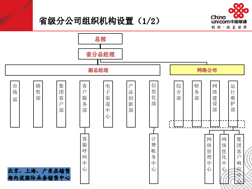 中国联通省公司组织架构图