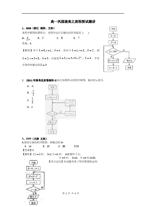 高中数学算法流程图试题与详细解析