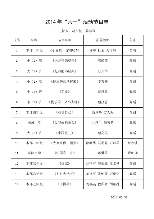 2014年六一节目单 (1)