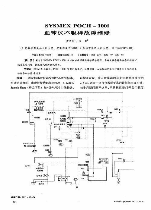 SYSMEX POCH-100i血球仪不吸样故障维修