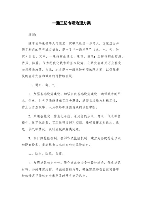 一通三防专项治理方案