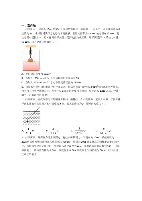 初中物理第十章浮力知识点总结附解析