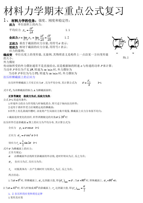 材料力学重点公式复习