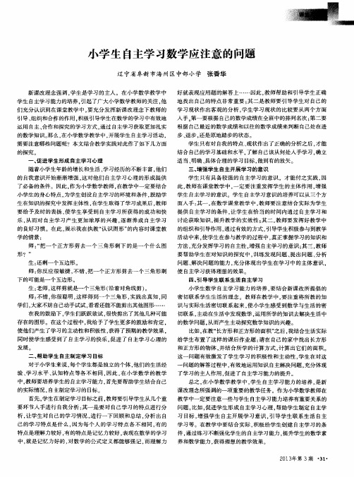 小学生自主学习数学应注意的问题