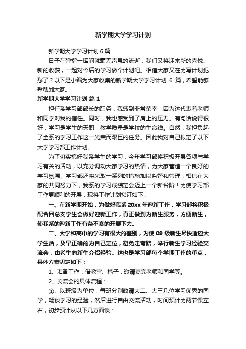 新学期大学学习计划6篇