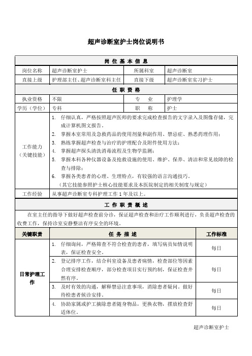 5超声诊断室护士岗位说明书