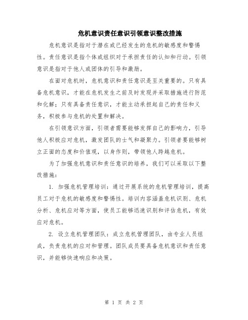 危机意识责任意识引领意识整改措施