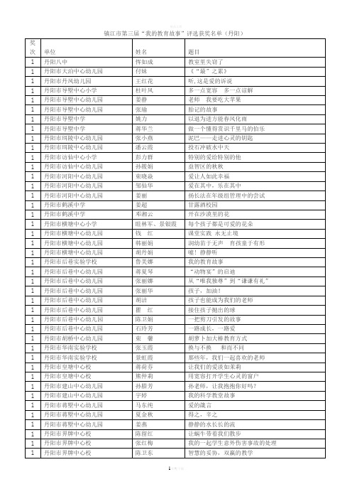 镇江市第三届“我的教育故事”评选获奖名单(丹阳)