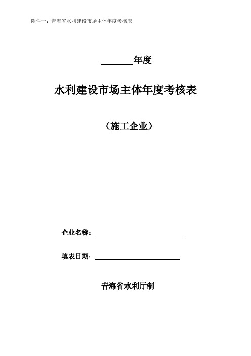 水利建设市场主体年度考核表