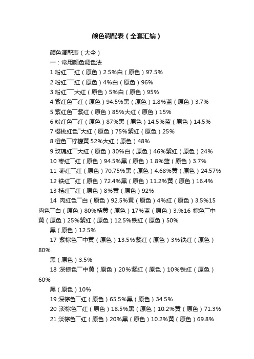 颜色调配表（全套汇编）