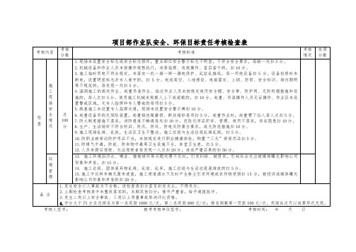 项目部作业队安全、环保目标责任考核检查表