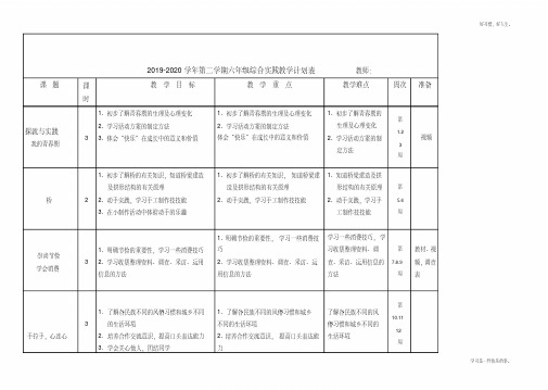 六年级下册综合实践计划表