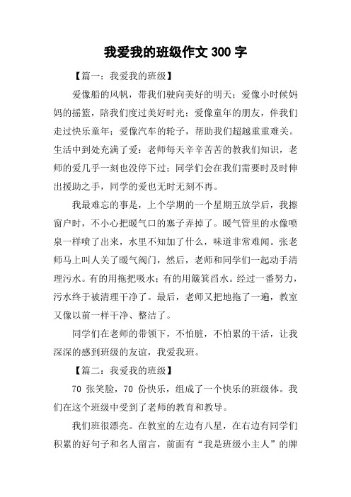 我爱我的班级作文300字