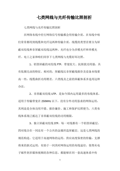 七类网线与光纤传输比照剖析