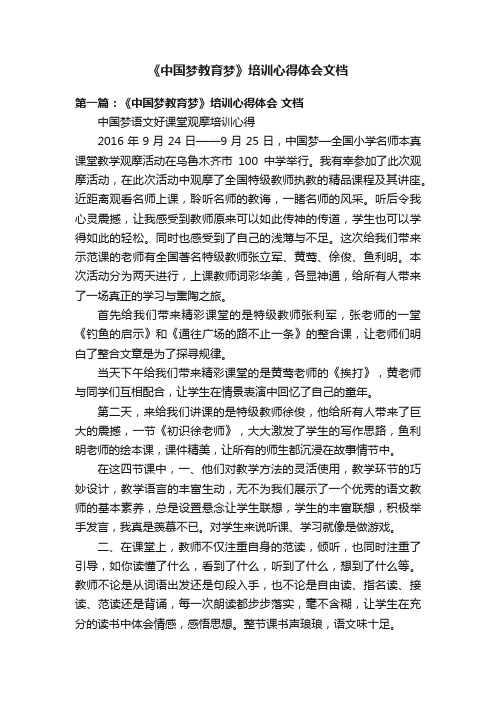 《中国梦教育梦》培训心得体会文档