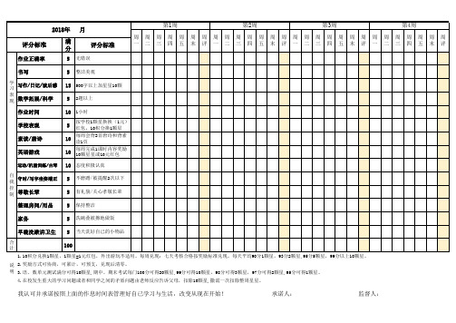 小学生家庭表现记录表