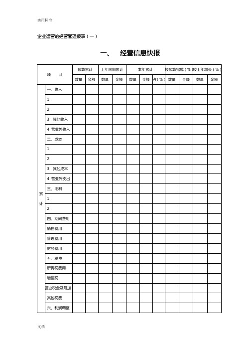 企业经营地经营管理系统报表(一)