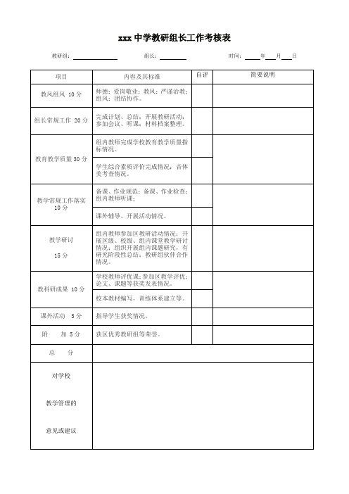 教研组长工作考核表(6)