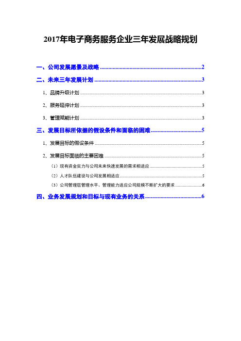 2017年电子商务服务企业三年发展战略规划