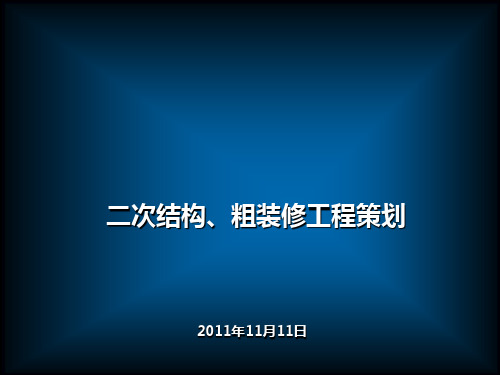 住宅楼二次结构、粗装修工程策划方案