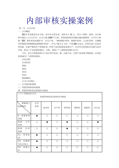 质量管理体系内部审核案例