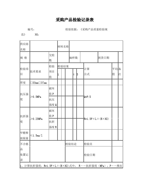 采购产品记录单