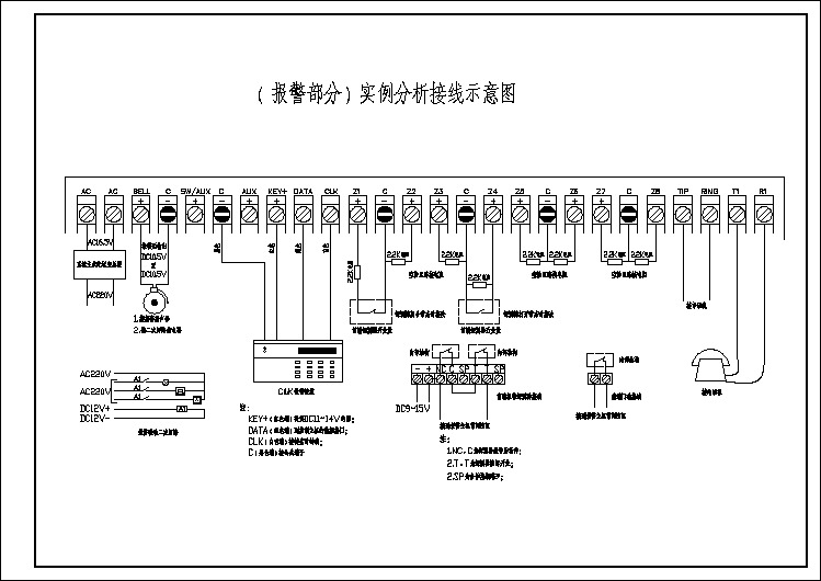 某地区实例分析接线示意图(报警部分)