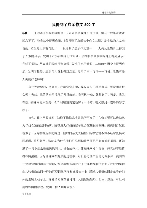 我得到了启示作文500字