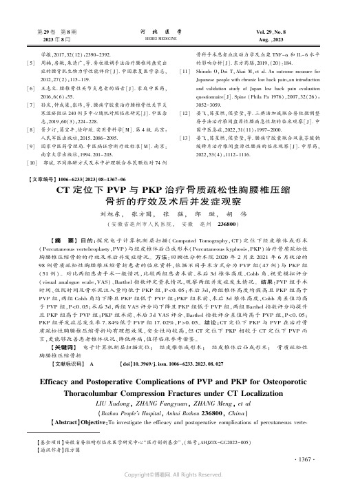 CT_定位下PVP_与PKP_治疗骨质疏松性胸腰椎压缩骨折的疗效及术后并发症观察