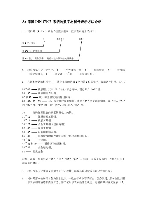 德国DIN系统的数字材料号表示方法介绍