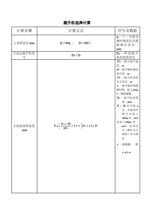 煤矿作业规程计算公式