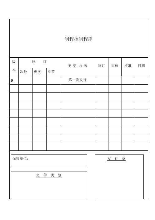 制程控制程序 表格 格式 