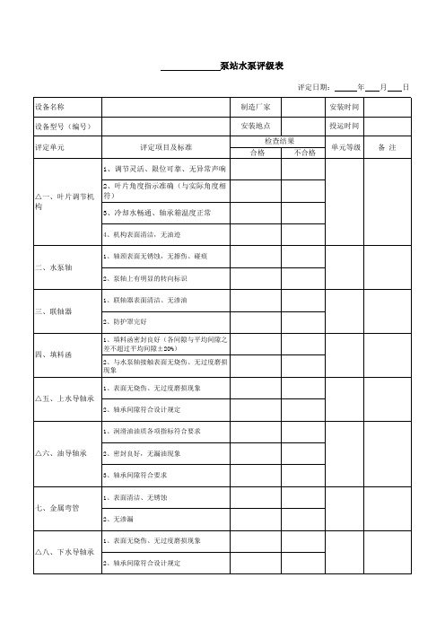 泵站机电设备评定表