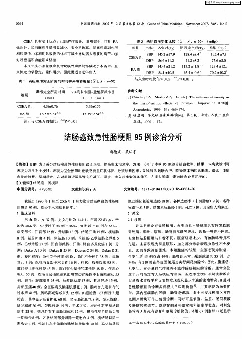 结肠癌致急性肠梗阻95例诊治分析