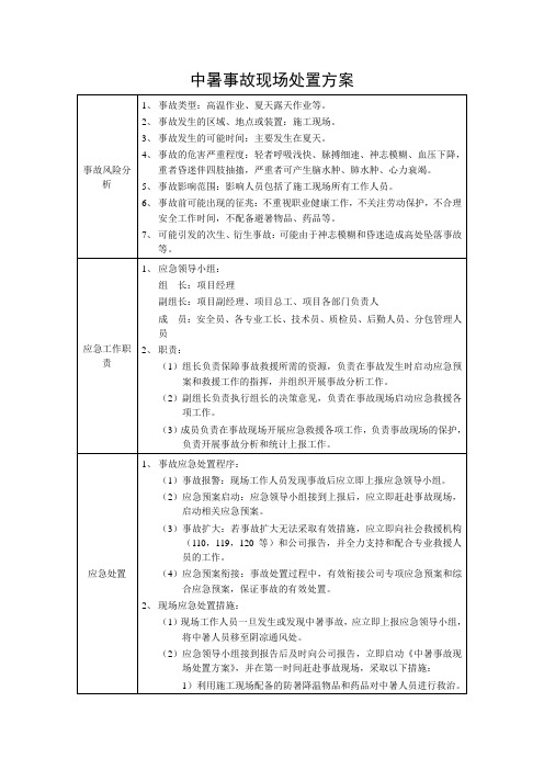 中暑事故现场处置方案