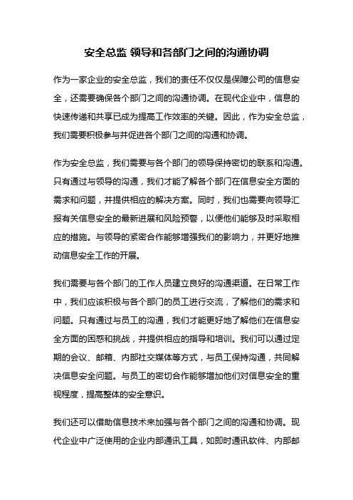 安全总监 领导和各部门之间的沟通协调