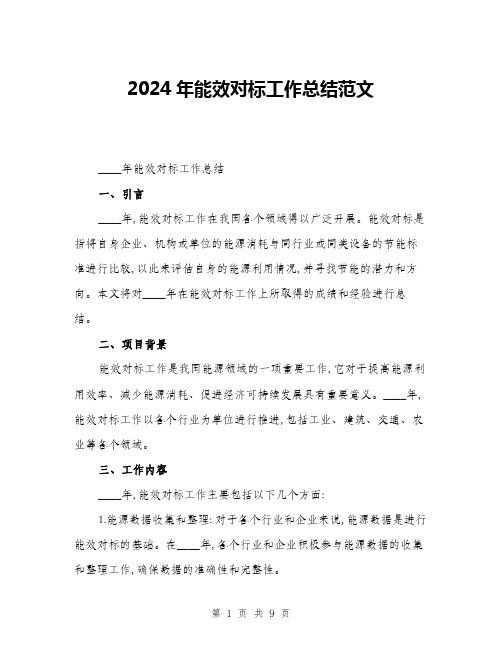 2024年能效对标工作总结范文(3篇)