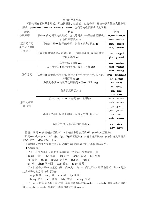 英语动词的基本形式