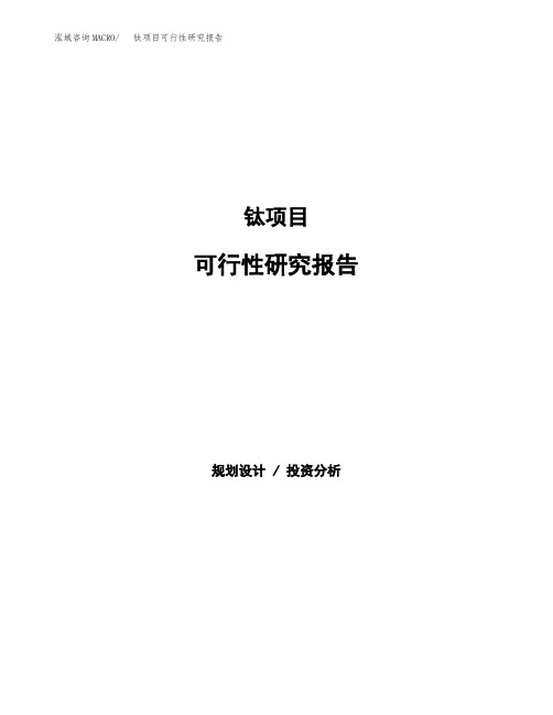 (立项备案申请模板)钛项目可行性研究报告参考范文