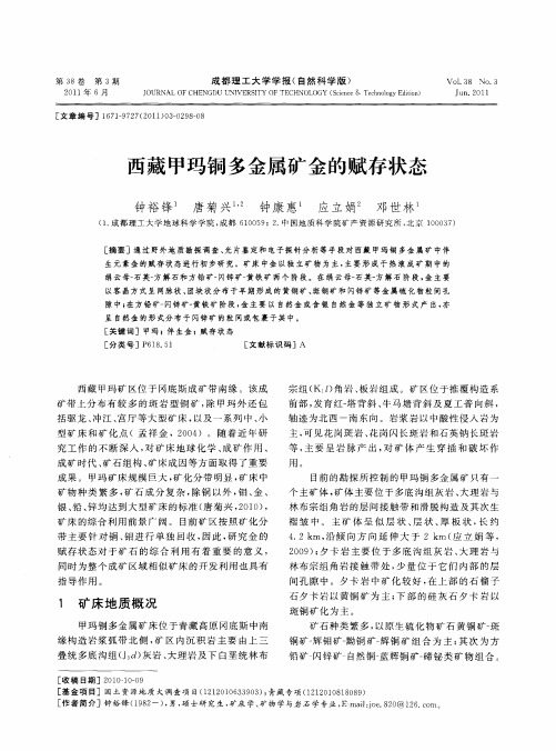 西藏甲玛铜多金属矿金的赋存状态