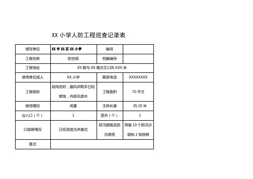 XX小学人防工程巡查记录表