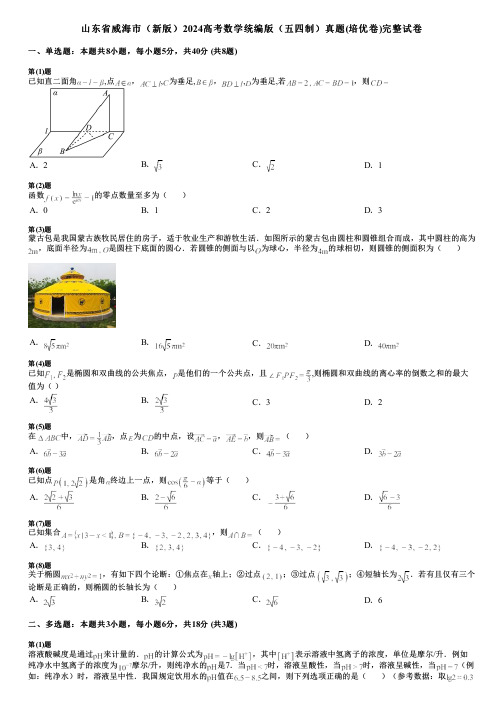 山东省威海市(新版)2024高考数学统编版(五四制)真题(培优卷)完整试卷