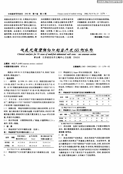 改良式腹壁横切口剖宫产术60例分析