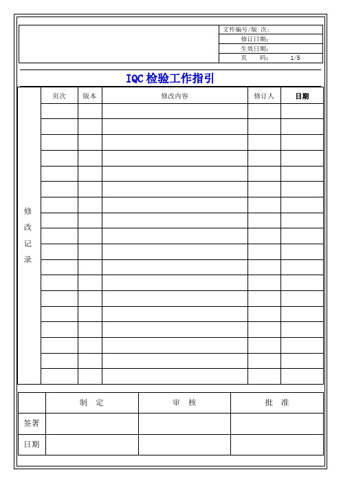 电子公司IQC检验工作指引