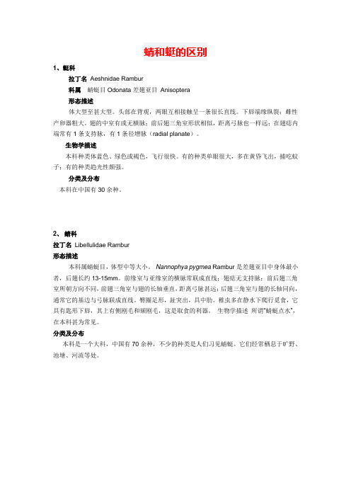 蜻和蜓的区别