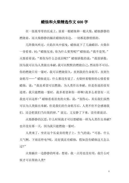 蜡烛和火柴精选作文600字