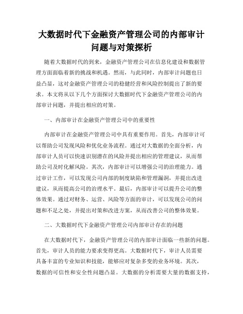 大数据时代下金融资产管理公司的内部审计问题与对策探析