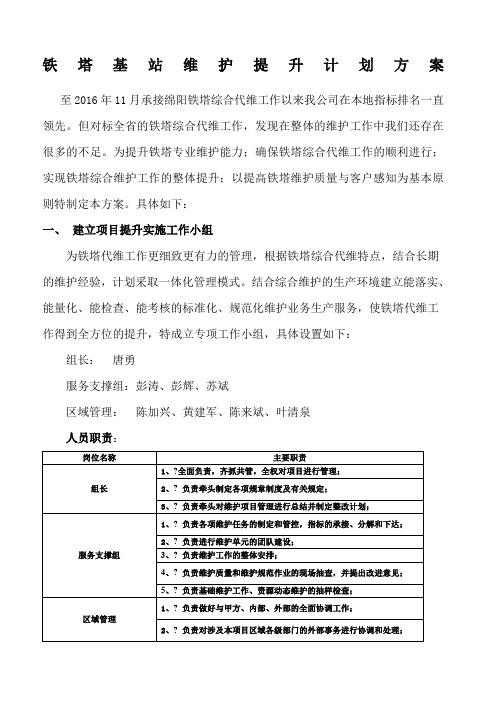 铁塔综合维护提升计划方案