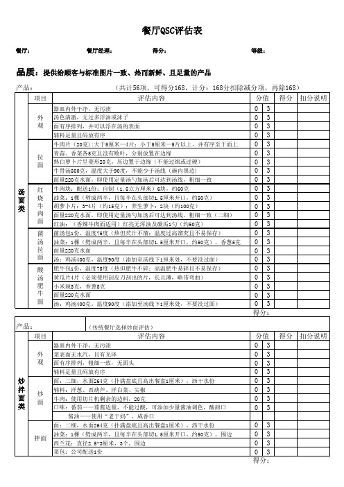 餐厅QSC评估表