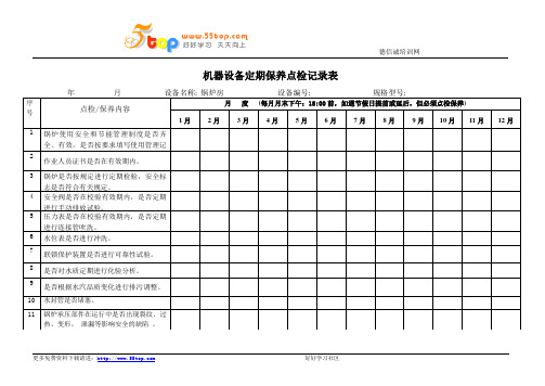 锅炉房定期保养点检记录表